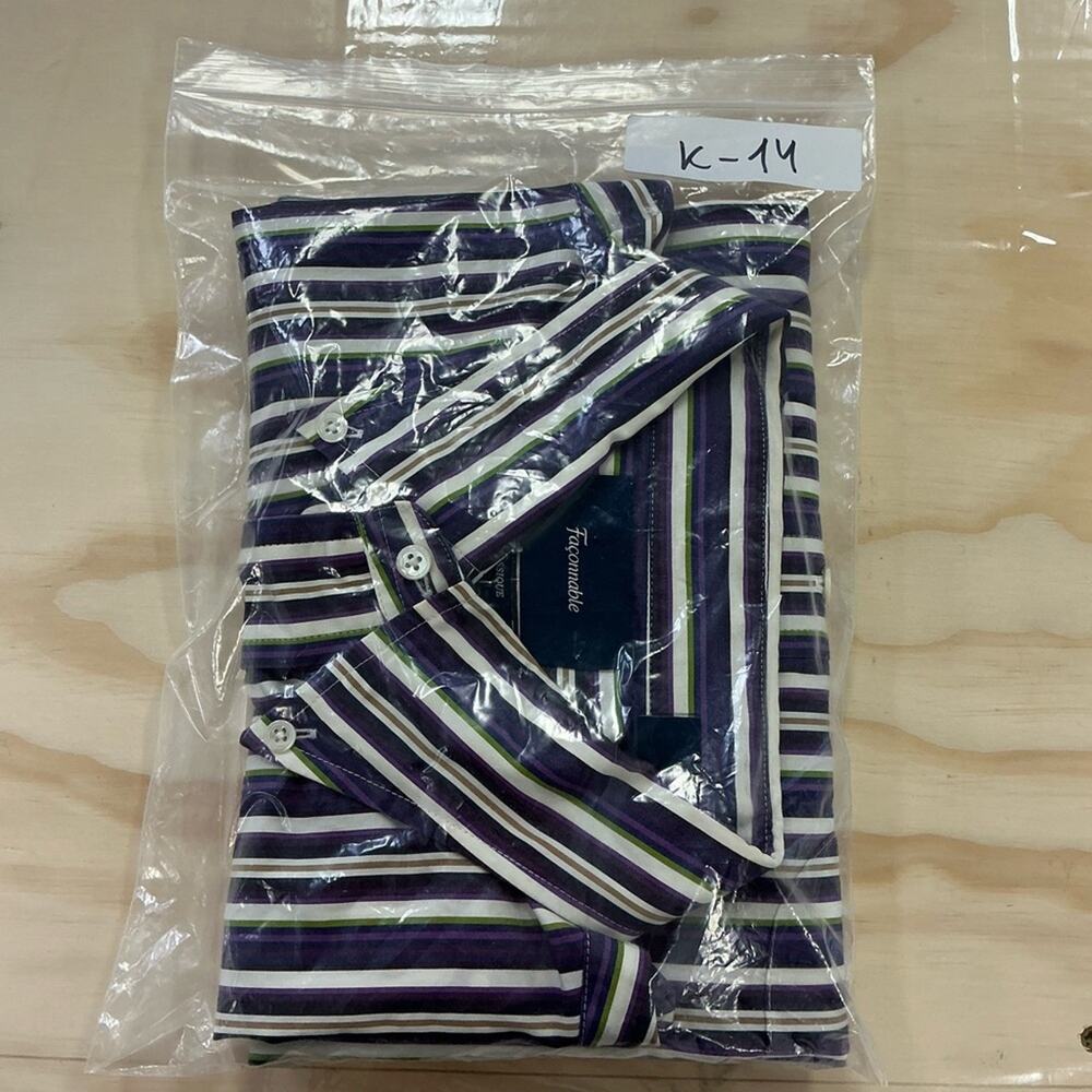 Façonnable Classic Striped Button Down Shirt Purple White XL - Picture 12 of 12